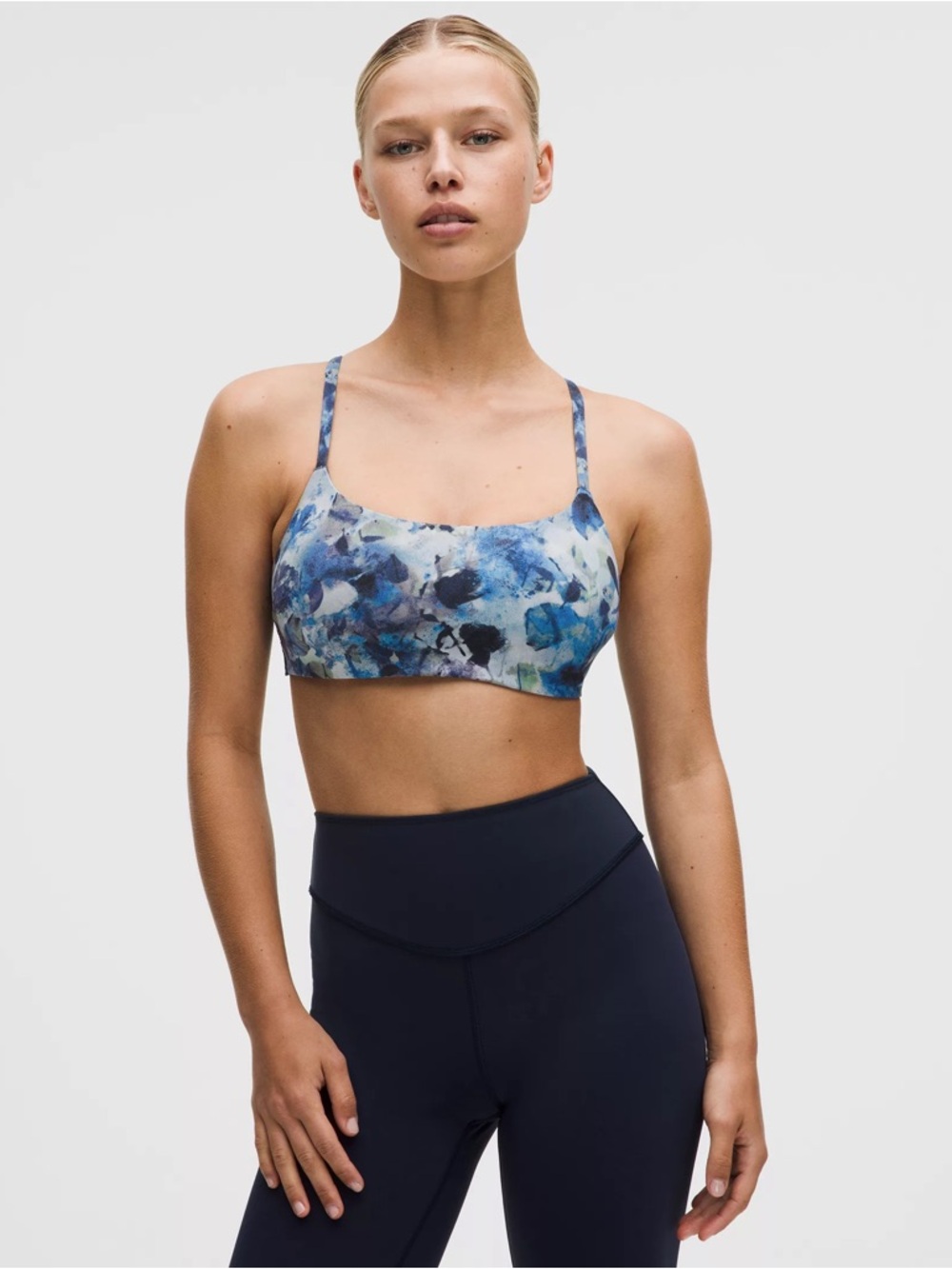lululemon athletica Blue Floral-Print Light Support Bralette